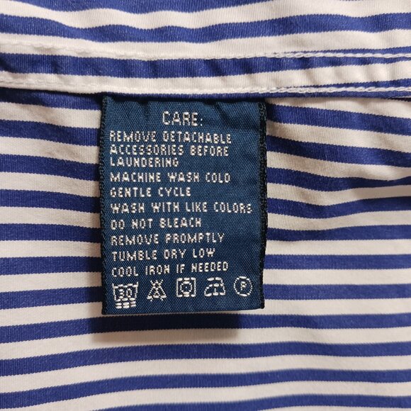 Ralph Lauren Slim Fit Navy & White Pin Stripe Shirt, Cotton , Size 10, Preppy - Picture 16 of 16